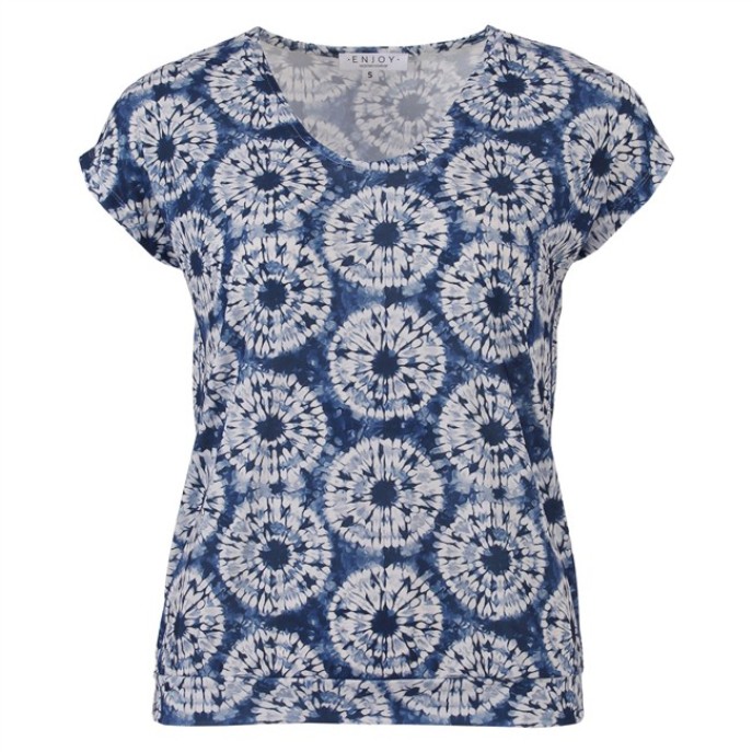 Enjoy T-shirt batik print 183601 Blauw